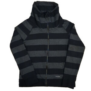 CALVIN Klein Black & Gray Stripes Zip-Up Jacket